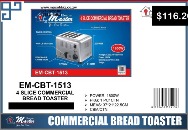 4 Slice Commercial Bread Toaster