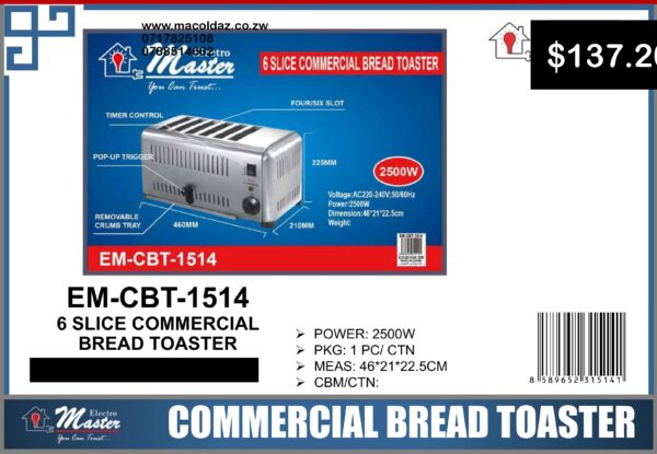 6 Slice Commercial Bread Toaster