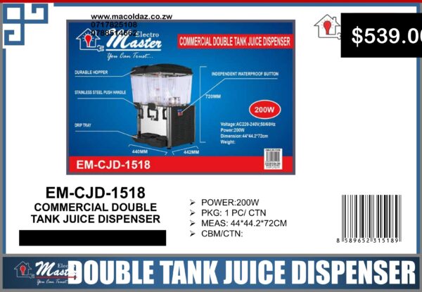 Commercial Double Tank Juice Dispenser